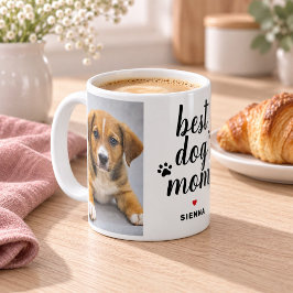 最高の犬のママ写真付きパウプリント コーヒーマグカップ