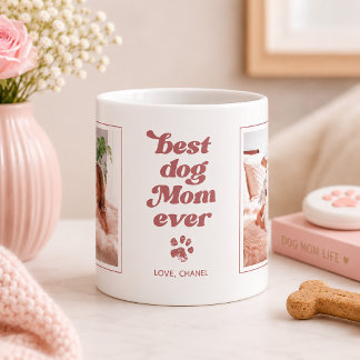 最高の犬のママ | カスタムフォト ブラッシュピンク コーヒーマグカップ