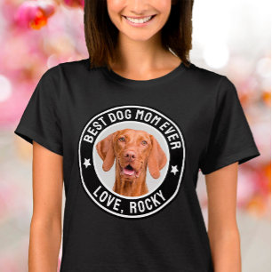 最高の犬のママ カスタムペット 犬 猫 写真 名前 Tシャツ