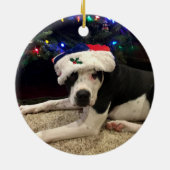 最高の犬の写真 白いオーバーレイ 個人名入り セラミックオーナメント (裏面)