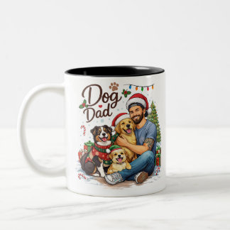 最高の犬の父クリスマスマグカップ - ホリデーギフト用 ツートーンマグカップ