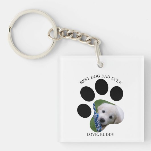 最高の犬の父 Photo Paw Print  キーホルダー (正面)