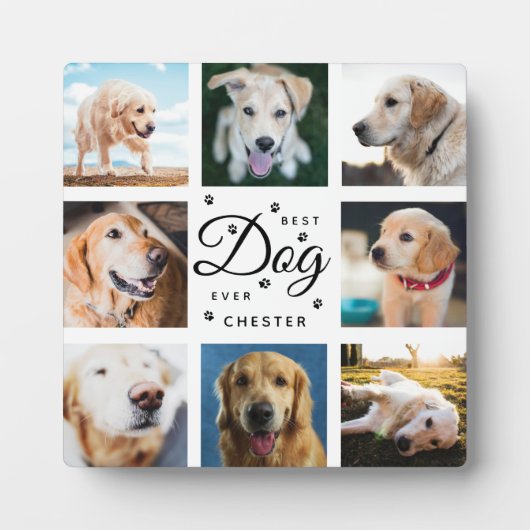 最高の犬の記念ギフト 犬の思い出 現代の写真と足跡 フォトプラーク (正面)