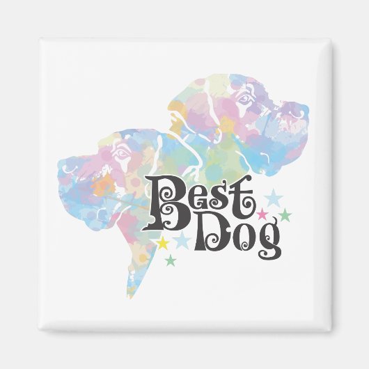 最高の犬の「色付き」 マグネット (正面)