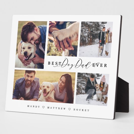 最高の犬パパへ 家族写真コラージュ フォトプラーク (側面)
