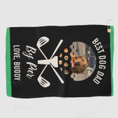 最高の犬パパバイカスタムパー犬フォトファーザー ゴルフタオル (横)