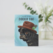 最高の犬パパ パグ子犬 父の日のプレゼント ポストカード (スタンド正面)