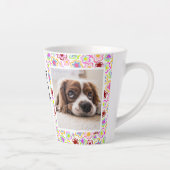 最高の犬ママ フラワーパターン 写真 カフェラテマグ (右)