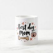 最高の犬ママ – 11 oz マグカップ 犬の骨 (中央)