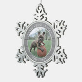 最高の犬  シンプルフォト グレー 偽木 スノーフレークピューターオーナメント (右)