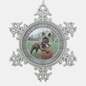 最高の犬 シンプル フォト グレー 偽の木 スノーフレークピューターオーナメント (正面)