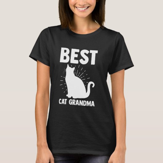 最高の猫おばあちゃん動物 Tシャツ (正面)