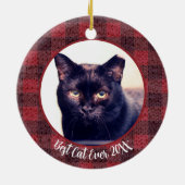 最高の猫のカスタム名クリスマス ペットギフト セラミックオーナメント (裏面)