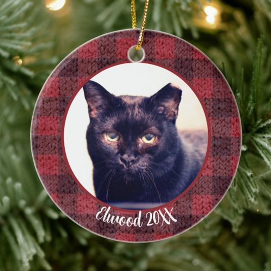最高の猫のカスタム名クリスマス ペットギフト セラミックオーナメント