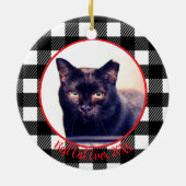 最高の猫のカスタム名 クリスマス ペットギフト セラミックオーナメント (裏面)