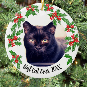 最高の猫のクリスマスまたはペットのメモリアル セラミックオーナメント