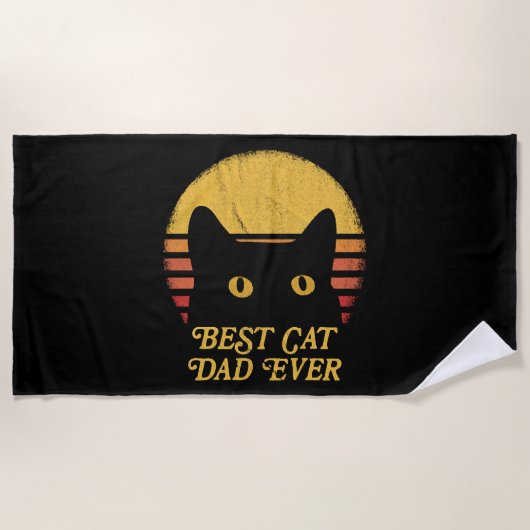 最高の猫のパパのための猫好きギフト ビーチタオル (正面)