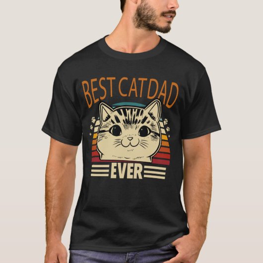 最高の猫のパパ ファニーヴィンテージ ねこ好き Tシャツ (正面)