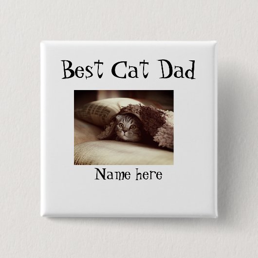 最高の猫のパパ 写真 名前 父の日 ペットの父 お父さん  缶バッジ (正面)
