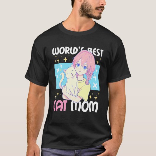最高の猫のママと猫 Tシャツ (正面)