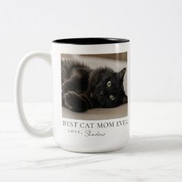 最高の猫のママフォトマグカップ ツートーンマグカップ