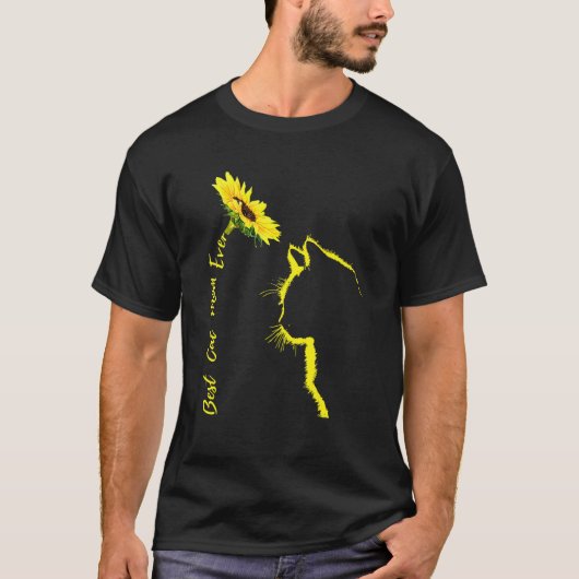 最高の猫のママ サンフラワー 母の日 C Tシャツ (正面)