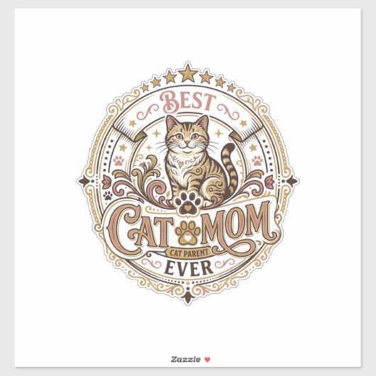 最高の猫のママ ネコママ ネコパパ 親 ヴィンテージ ベクター シール (シート)