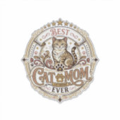 最高の猫のママ ネコママ ネコパパ 親 ヴィンテージ ベクター シール (正面)