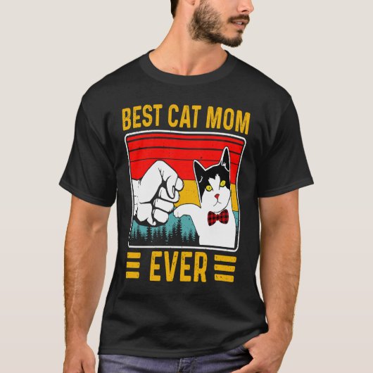 最高の猫のママ ネコ母さん グランマ 猫好きな人へ Tシャツ (正面)