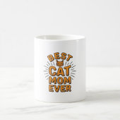 最高の猫のママ ネコ ネコ好き ヴィンテージ風デザイン コーヒーマグカップ (中央)