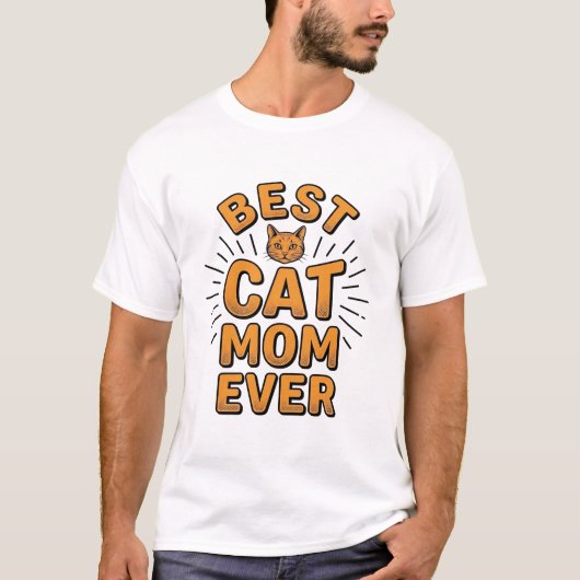 最高の猫のママ ネコ 復古彫刻デザイン_1 Tシャツ (正面)