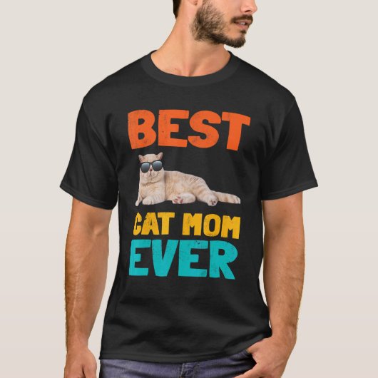最高の猫のママ ファン猫オーナー ショートヘア 猫 誕生日 Tシャツ (正面)