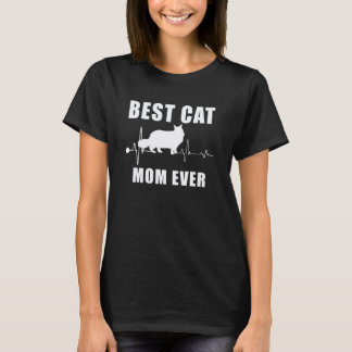 最高の猫のママ メインクーン 猫の心拍子 子猫 Tシャツ