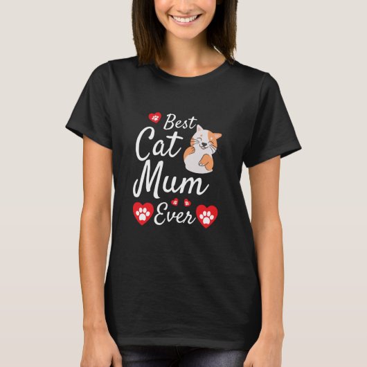 最高の猫のママ - 母の日プレゼント - かわいい猫 Tシャツ (正面)