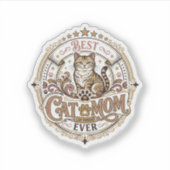最高の猫のママ 猫のママ パパ 親 ヴィンテージ ベクター シール (正面)