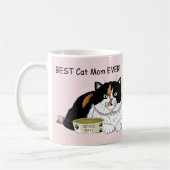 最高の猫のママ 甘やかされた三毛猫 母の日 ピンク コーヒーマグカップ (左)