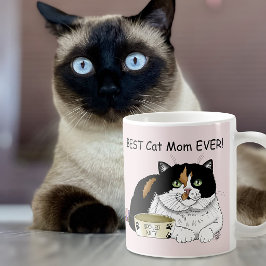 最高の猫のママ 甘やかされた三毛猫 母の日 ピンク コーヒーマグカップ
