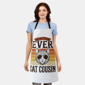 最高の猫の従兄弟がいたね レトロ風猫Tシャツデザイン_1 エプロン (着用した状態)