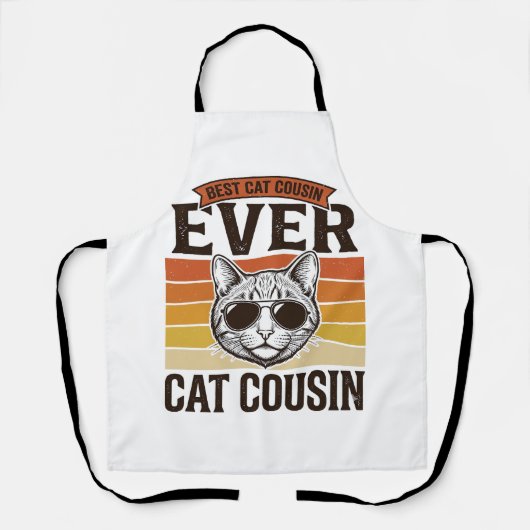 最高の猫の従兄弟がいたね レトロ風猫Tシャツデザイン_1 エプロン (正面)