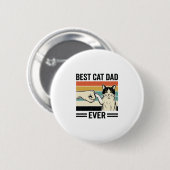 最高の猫パパだぜレトロ猫の拳サークルTシャツ_1 缶バッジ (正面&裏面)