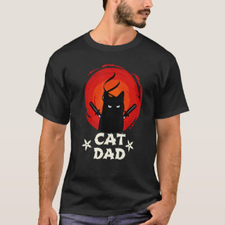 最高の猫パパだぜ ニンジャ 猫パパ 父の日 レトロJ Tシャツ