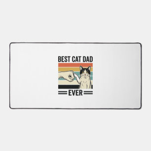 最高の猫パパだぜ レトロ猫の拳 猫パパTシャツ_1 デスクマット