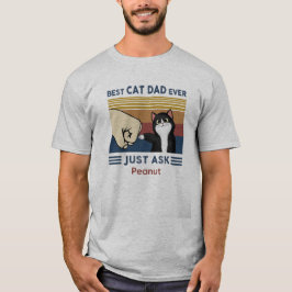 最高の猫パパだって！ピーナッツに聞いてみてよ 面白い猫パパグッズ Tシャツ