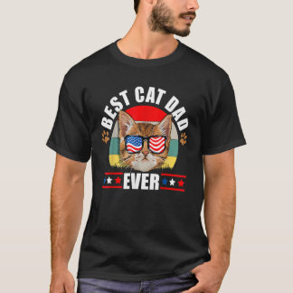 最高の猫パパ アメリカ独立記念日 4th July 父の日 Tシャツ