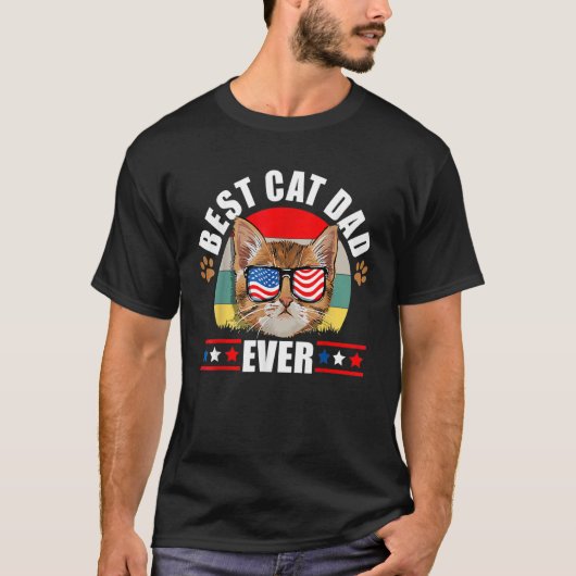 最高の猫パパ アメリカ独立記念日 4th July 父の日 Tシャツ (正面)