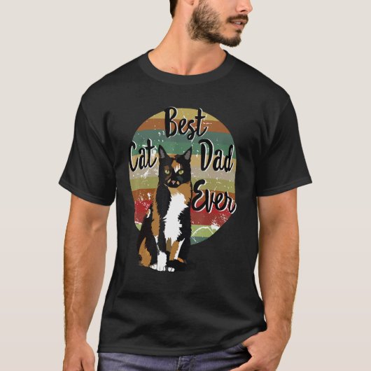 最高の猫パパ カリコ 猫父の日ギフト 楽しいR Tシャツ (正面)