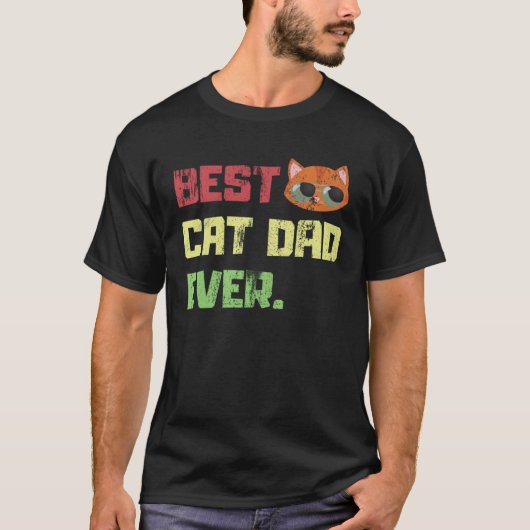 最高の猫パパ ダストレス加工 Tシャツ (正面)