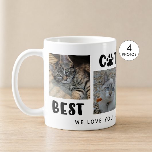 最高の猫パパ フォトコラージュ 肉球 コーヒーマグカップ