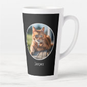 最高の猫パパ ペットオーナー カスタム写真 父の日 カフェラテマグ (右)