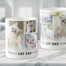 最高の猫パパ ペットフォトコラージュ コーヒーマグカップ